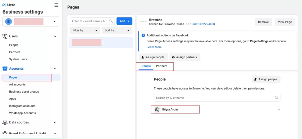 facebook business manager pages and users